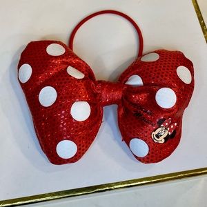 Walt Disney World Authentic Park Minnie Mouse Plush Bow Ponytail Hair Tie